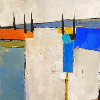 Tableau original,
peintre BUFFIERE
Acrylique sur toile Le lac bleu, format 46 x 38 cm